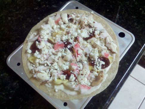 Crabmeat, Wild Mushroom and Goat Cheese Alfredo Pizza