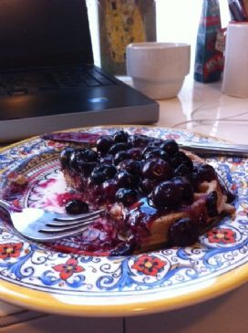 almond butter waffles with blueberry compote