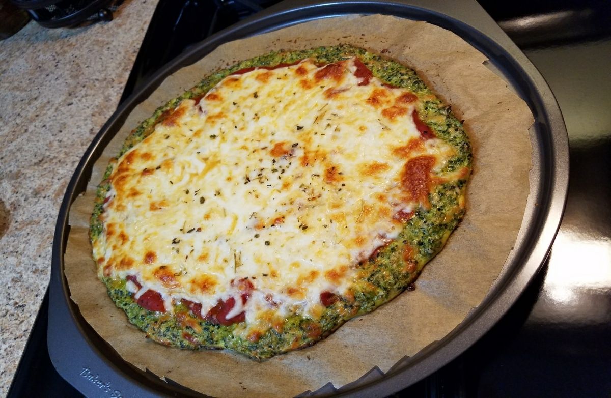 Pizza with a broccoli crust