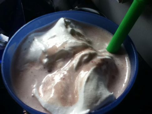 High Protein Mocha~berry Banana frappe w/ a kick!