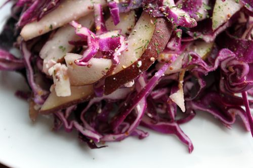 Cabbage, Feta and Pear Salad