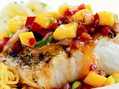 Mango, Craisins and Tomato Salsa Over Mahi Mahi