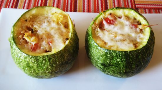 Grilled Stuffed Zucchini with Rice and Tomatoes
