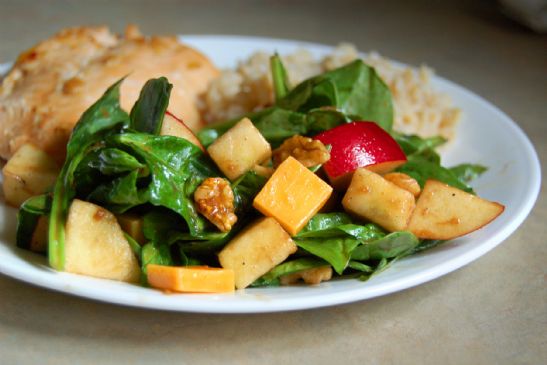 Spinach, Apple, Walnut Salad with Balsamic Vinaigrette