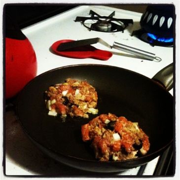 Salmon, Onion and Olive Burgers