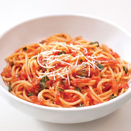 Tomato, Basil, Ground Turkey Sauce and Spaghetti