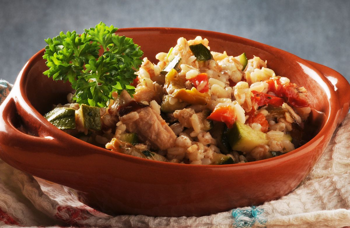 Mediterranean Chicken with Rosemary Orzo