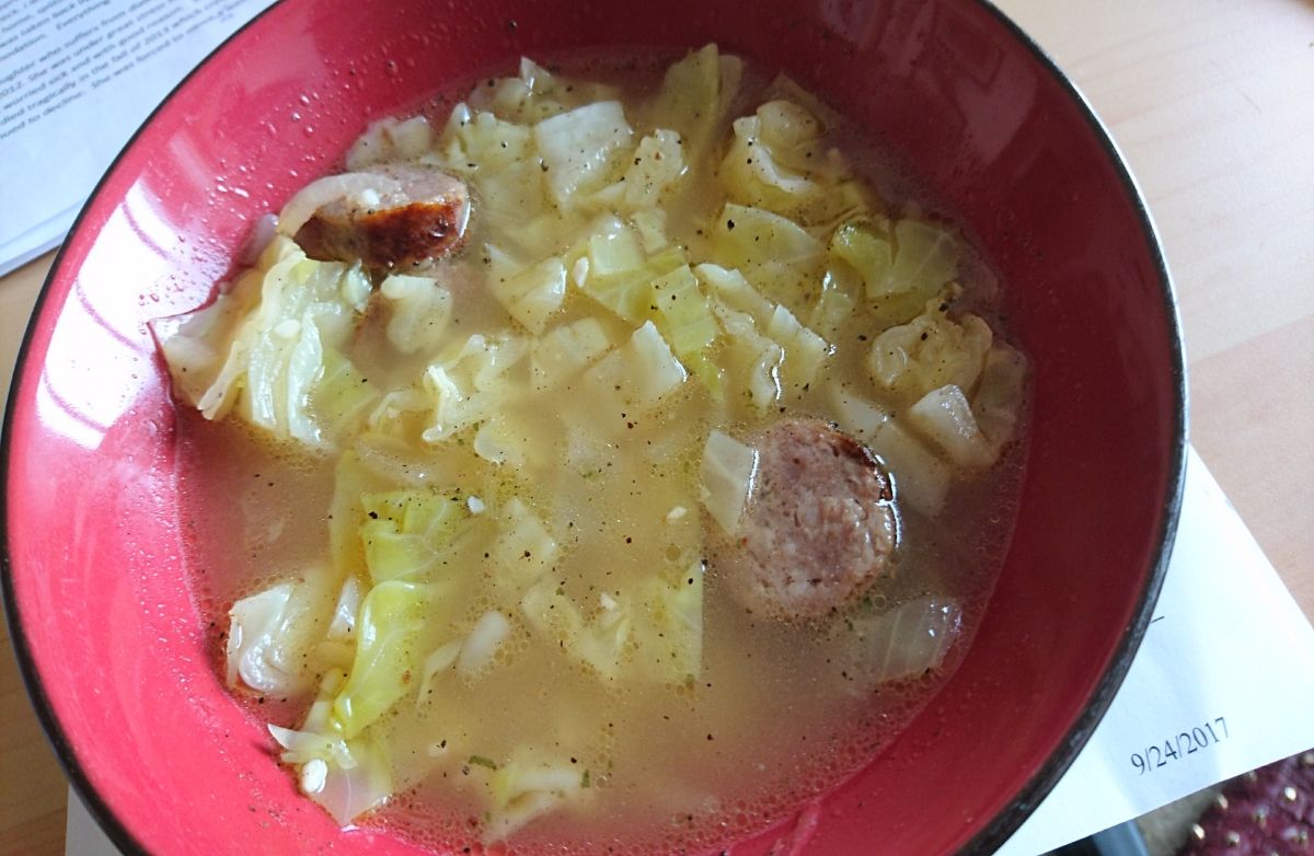 Cabbage soup with bratwurst