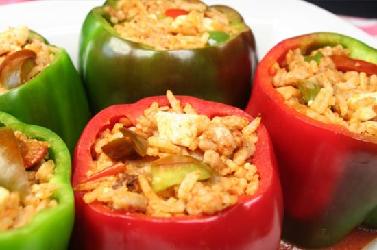 Quinoa Chickpea Stuffed Bell Peppers