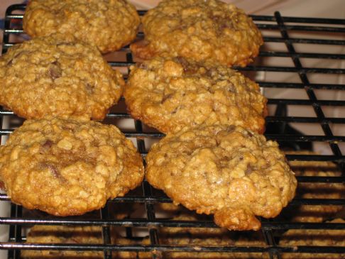Peanut Butter and Milk Chocolate Chip Studded Oatmeal Cookies