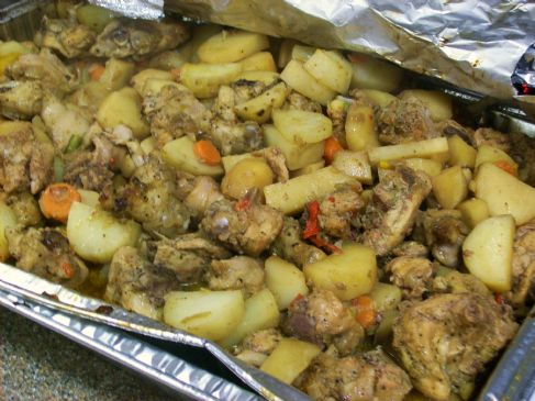 Jamaican Brown Stew Potatoes and Chicken