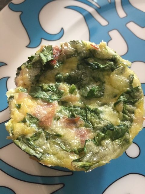 Mini ham and cheddar spinach quiches