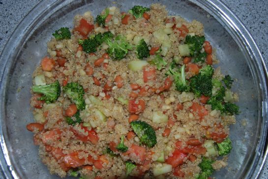 Quinoa lime garlic and veggie side salad