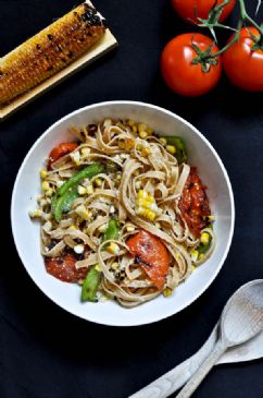 Grilled Corn and Tomato Fettuccine