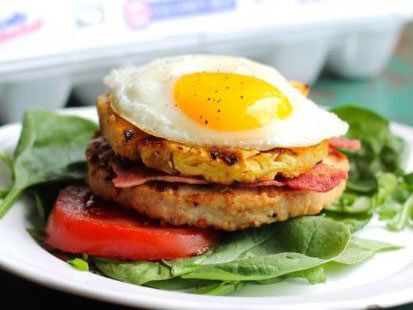Bacon, Egg and Pineapple Turkey Burger