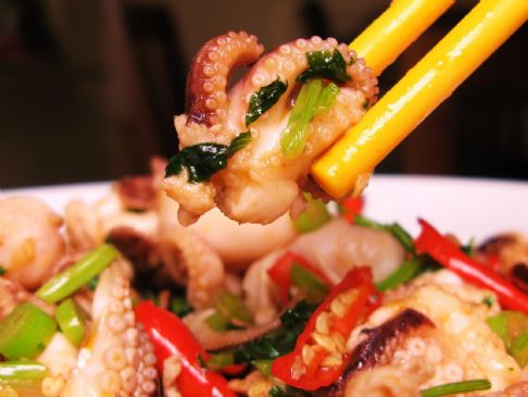 Spicy Stir Fried Octopus w/ Vegetables