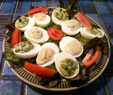 Baby Spinach and Feta Deviled Eggs