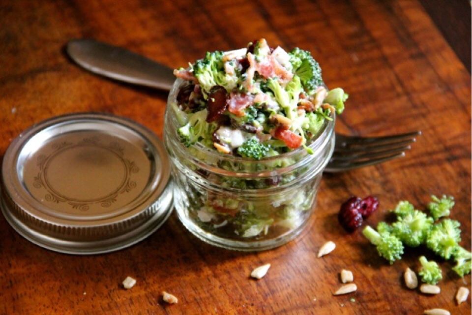 Broccoli and Cauliflower Salad with Sunflower Seeds and Cranberries