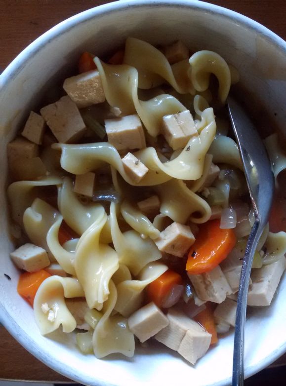 Vegetarian no chicken noodle soup