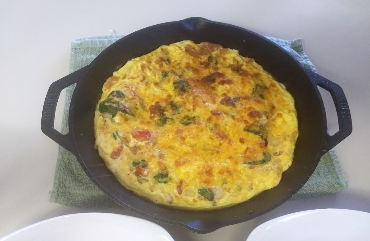 Spinach, Tomato, and Prosciutto Frittata