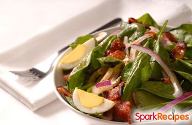 WILTED SPINACH SALAD WITH WARM BACON DRESSING