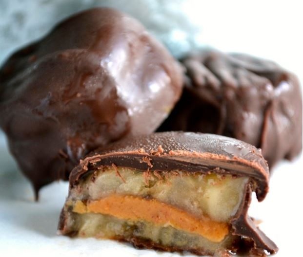 Chocolate covered peanut butter and banana wheels