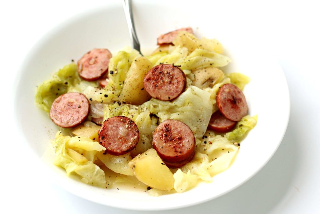 Instant Pot Smoked Sausage and Cabbage from 365 Days of Slow + Pressure Cooking