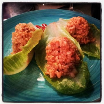 Shanghai Chicken Lettuce Wraps with Garlic and Ginger Brown Rice