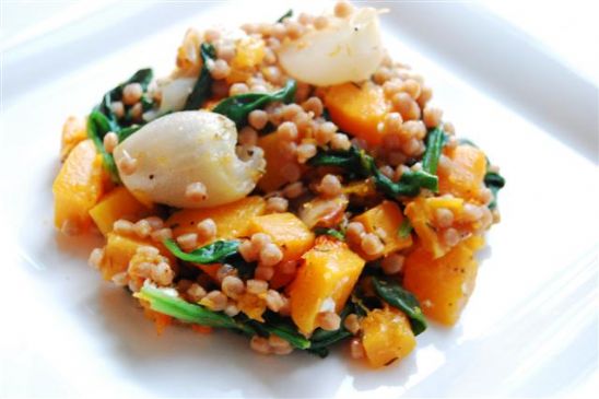 Whole Wheat Couscous with Spinach and Squash