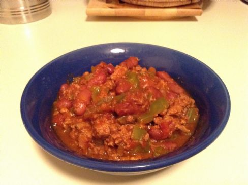 Turkey Chili, 1 cup (4 qt slow cooker recipe)