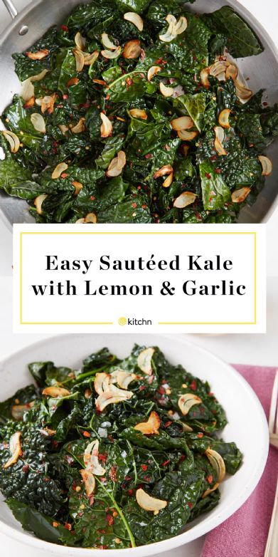 Easy Skillet Kale with Lemon and Garlic and Bacon