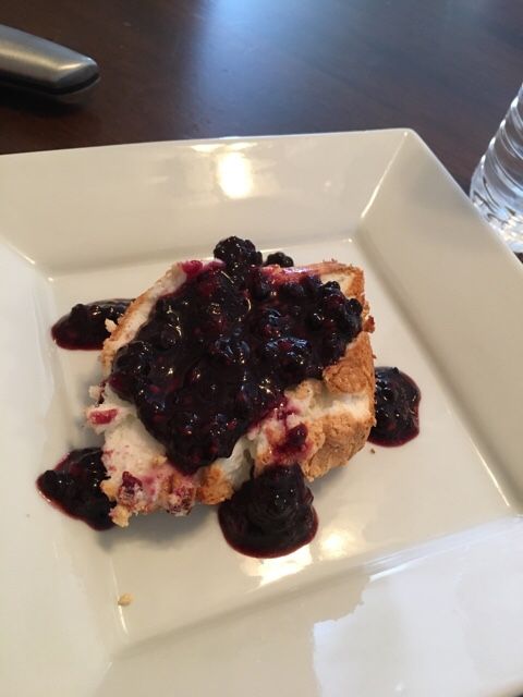 Blackberry agave angel food cake