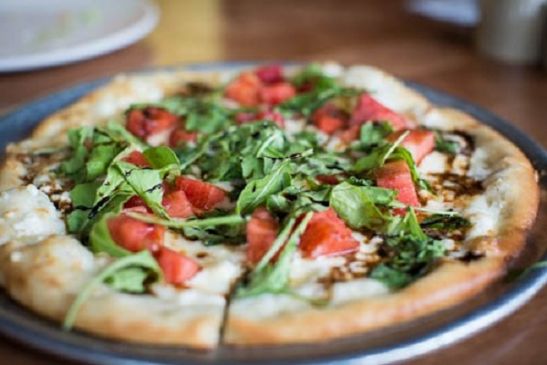 Feta, Arugula, and Spinach Pizza