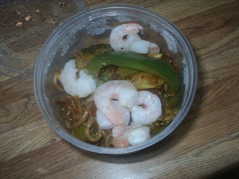 (J) Zero Noodle with Shrimp and Broccoli Stir Fry