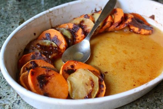 sweet potatoes and apples, baked