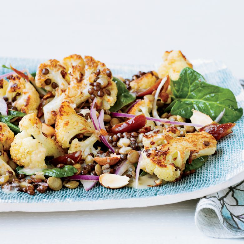 Roasted Cauliflower Salad with Lentils and Dates