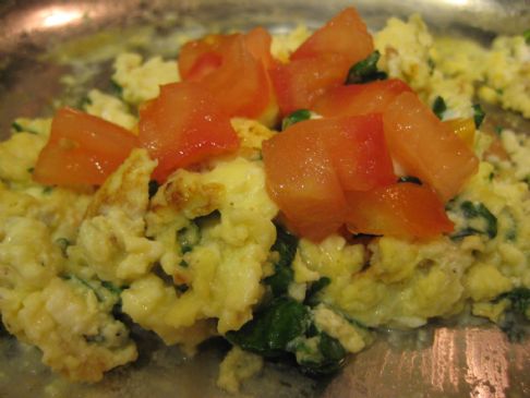 Feta and basil scrambled eggs with extra whites