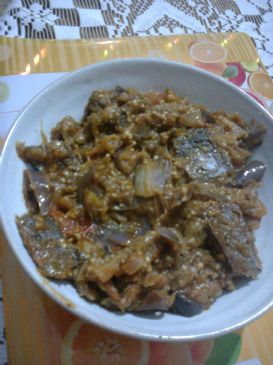 Salt Fish and Eggplant Fricasse