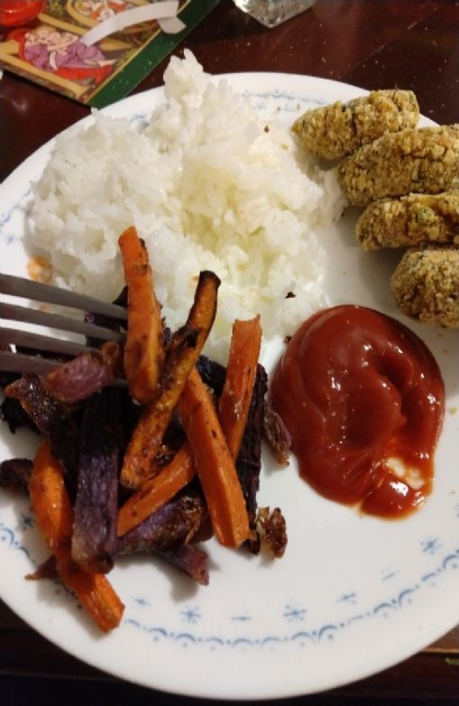 Sweet and Spicy veggie fries - daikon , beets, carrots