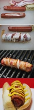 Baked Bacon Wrapped Cheese Stuffed Brats