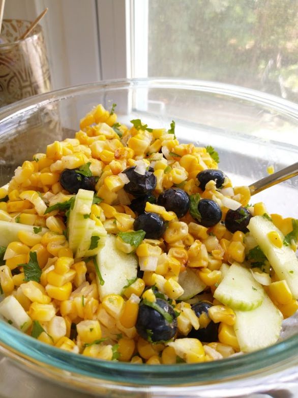 Salad: Roasted Corn, Blueberry, and Cucumber Salad