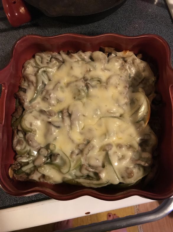 Low Carb Philly Cheese Steak Casserole