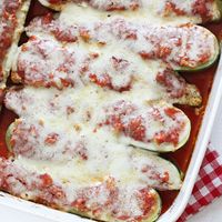 Sausage and Cheese Stuffed Zucchini Boats