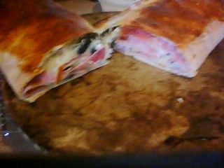 Ham, cheese and olive Stromboli