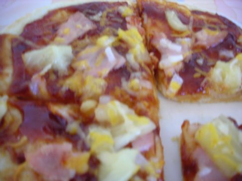 Barbecue, Pineapple and Canadian Bacon Flatout Pizza