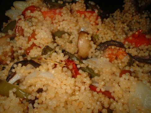 Vegan Roasted Vegetable Cous Cous with Hummus