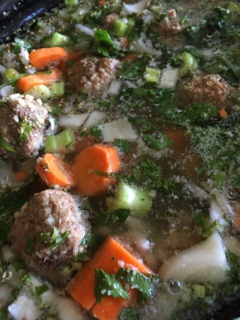 Italian Wedding Soup with Brown Rice and Spinach