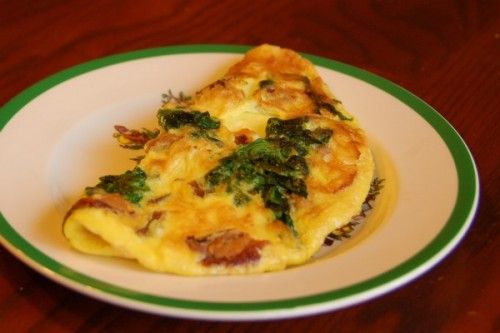 Bistro Omelet with spinach, mushrooms and onions