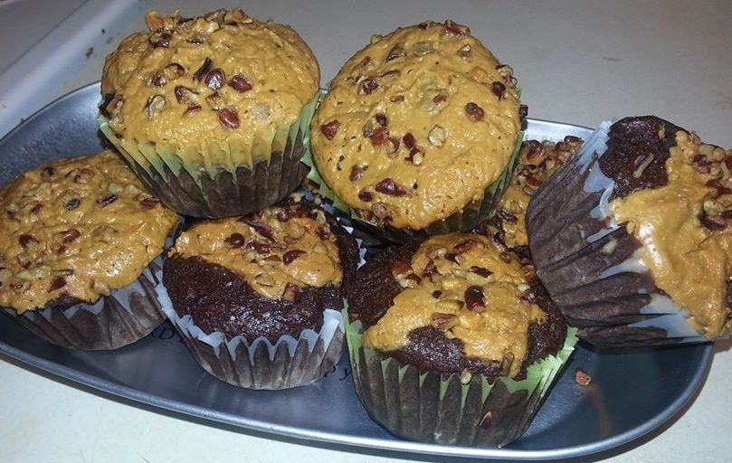 Chocolate Peanut Butter Zucchini Muffins (VEGAN)