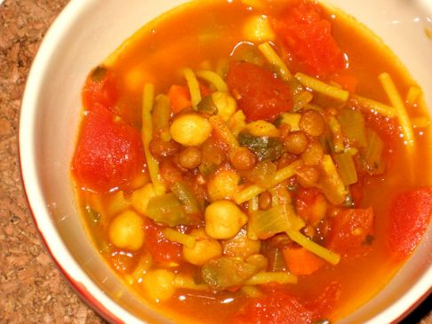 Harira - Moroccan Tomato, Lentil and Chickpea Soup